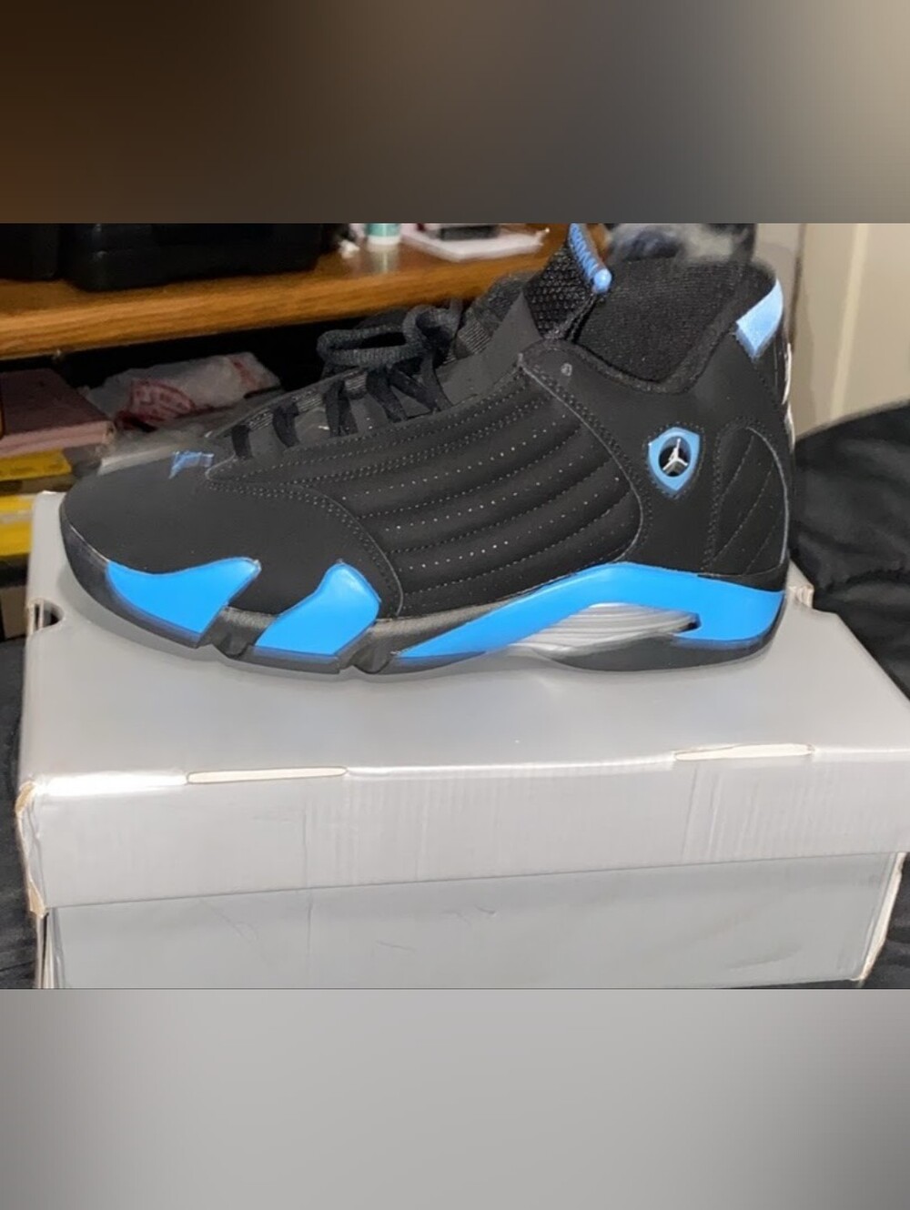 Jordan Men’s Athletic Shoes Black and Bright Blue - Picture 2 of 3